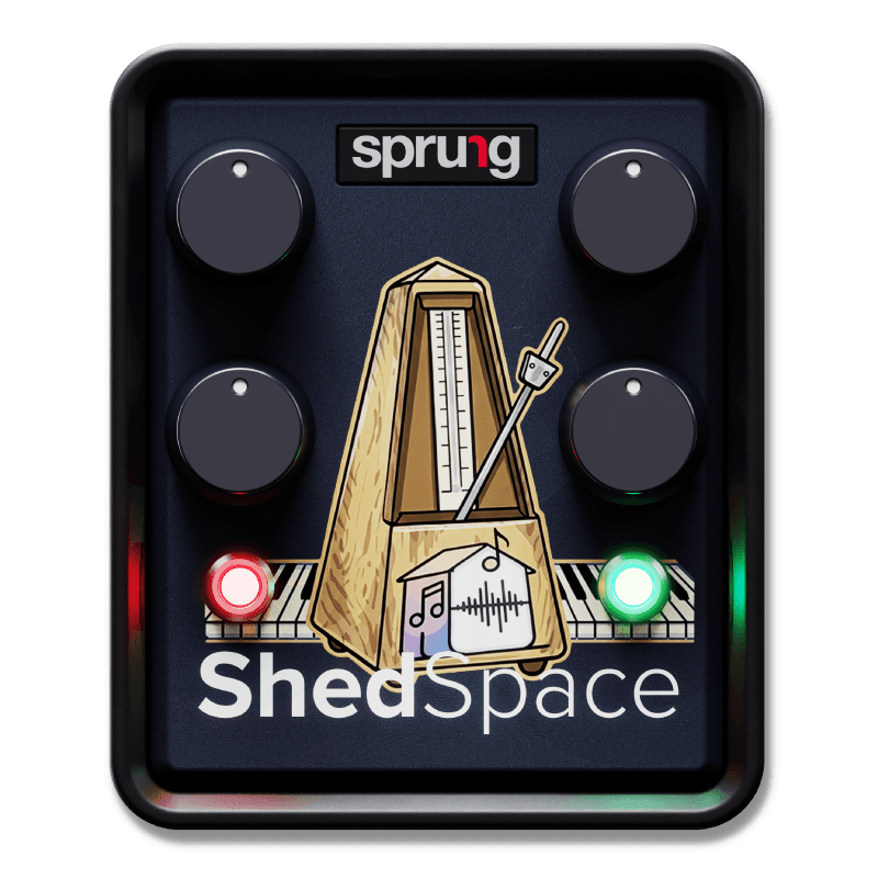 ShedSpace plugin for the Darkglass Anagram, shown as a pedal with a metronome on the face